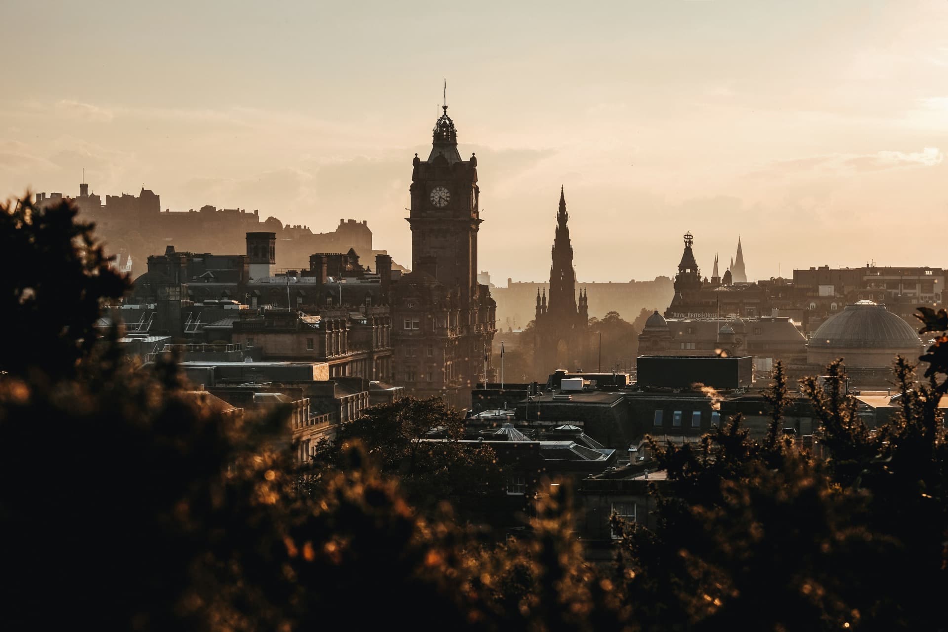 Edinburgh skyline at golden hour